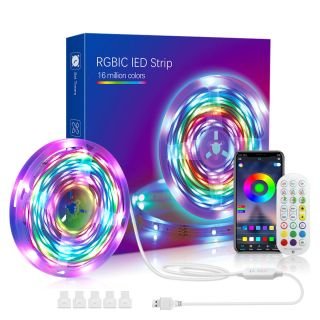RGBIC LED Strip DC5V Bluetooth Remote Control TV Backlight USB Light Bar Set - 1